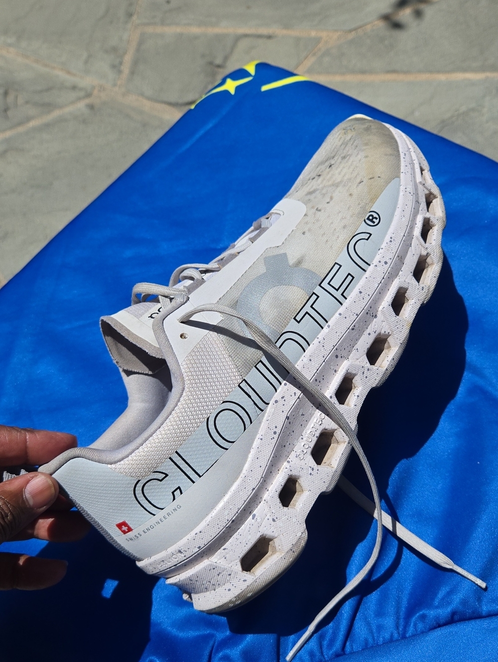 On Running Cloudmonster  White/Gray Running Shoe